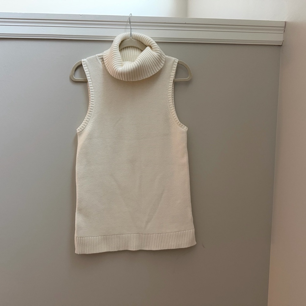 J. Crew Women’s Cream Sleeveless Turtleneck Tunic Sweater Size Small